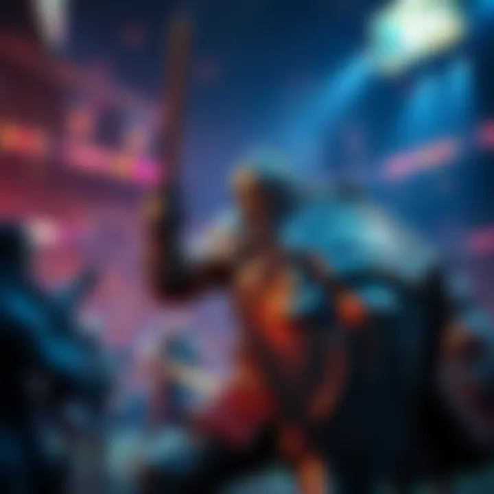 A character resembling a knight in armor with a large shield, engaging in combat in a sports arena, expressing frustration among players.