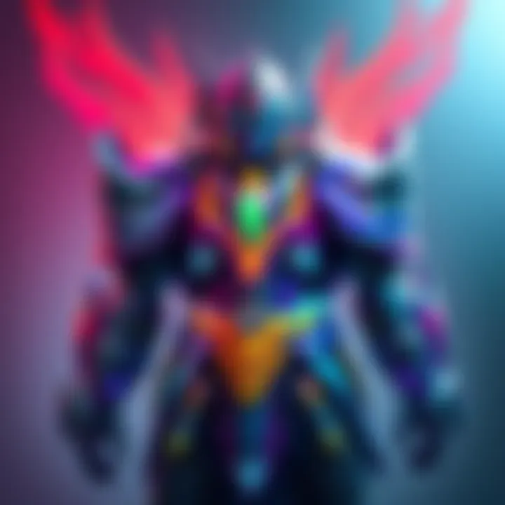 Reinhardt's Transformation Reinhardt as a transgender character, showcasing a vibrant armor design and a strong pose, symbolizing identity and confidence.