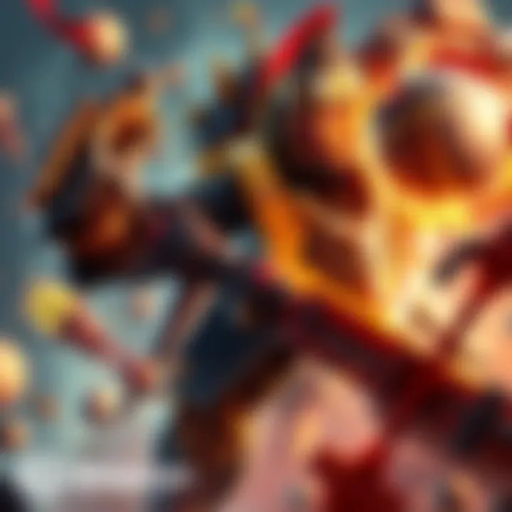 A tank character, Reinhardt, defends against attacks from Doomfist and Wrecking Ball in a chaotic battle scene.