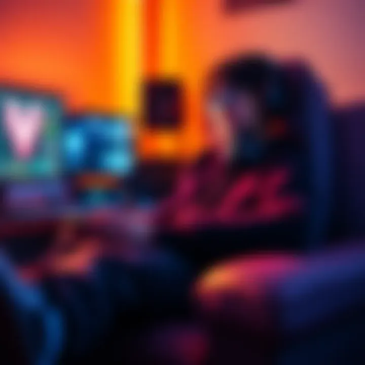 A character lounging while playing video games, showcasing a comfortable setup with minimal equipment and no stress.