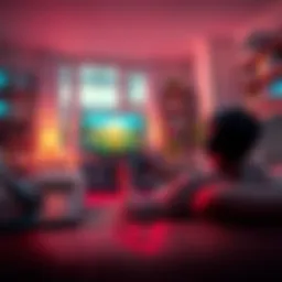 A person comfortably playing a video game in a cozy living room setting, embodying a relaxed gaming atmosphere