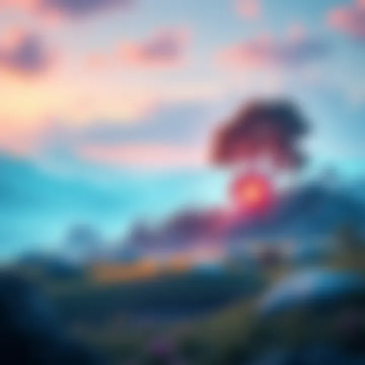 A serene gaming scene featuring a calming landscape with soft colors and gentle light, representing soothing video games.