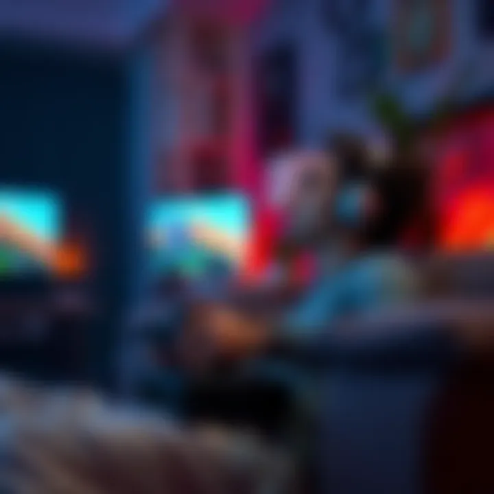 A person playing a single-player game on a console, looking relaxed and focused in a comfortable gaming setup.