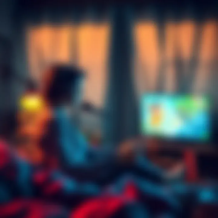 A person playing a relaxing digging and collecting game while listening to a podcast