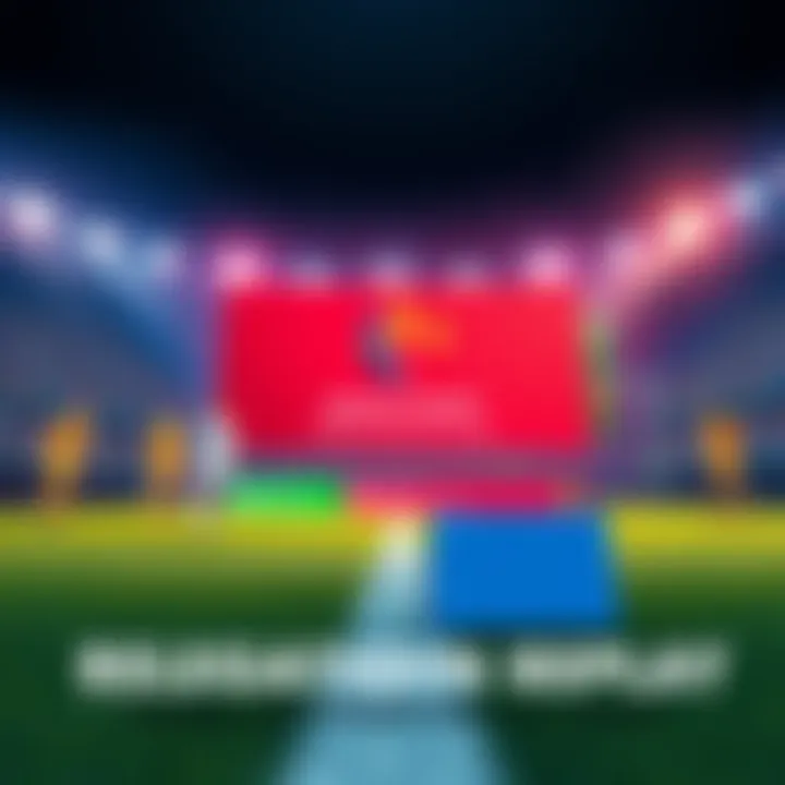 Graphic showing a sports team preparing for a match replay, with a scoreboard and a message about the decision to replay the relegation match due to technical issues.