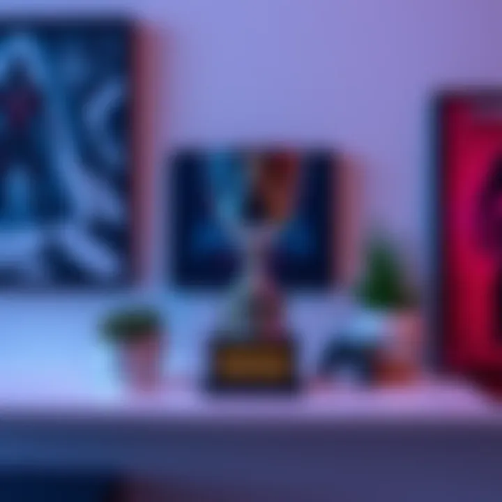 AC Unity trophy placed on a stylish shelf with gaming decor