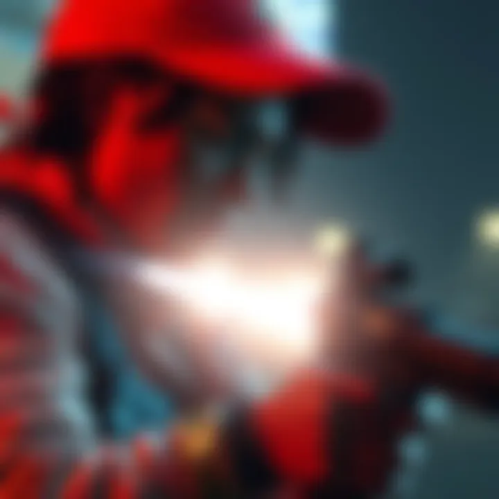 Gameplay screenshot showing character in action with infinite ammo feature highlighted