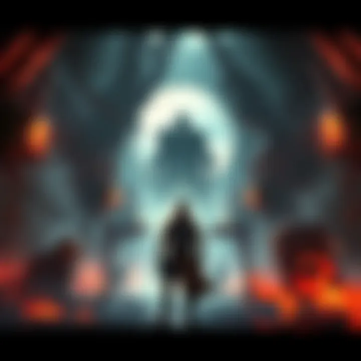 An intense scene showing the Remnant 2 protagonist confronting the Emissary amidst signs of chaos in Ward 13, with dark roots spreading around them.