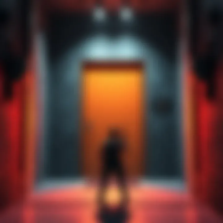 A player standing in front of a closed door on the Summit deathmatch map, frustrated with the gameplay restrictions.