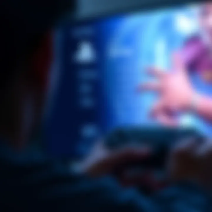 A person using a PS5 controller looking at the console screen with family settings displayed