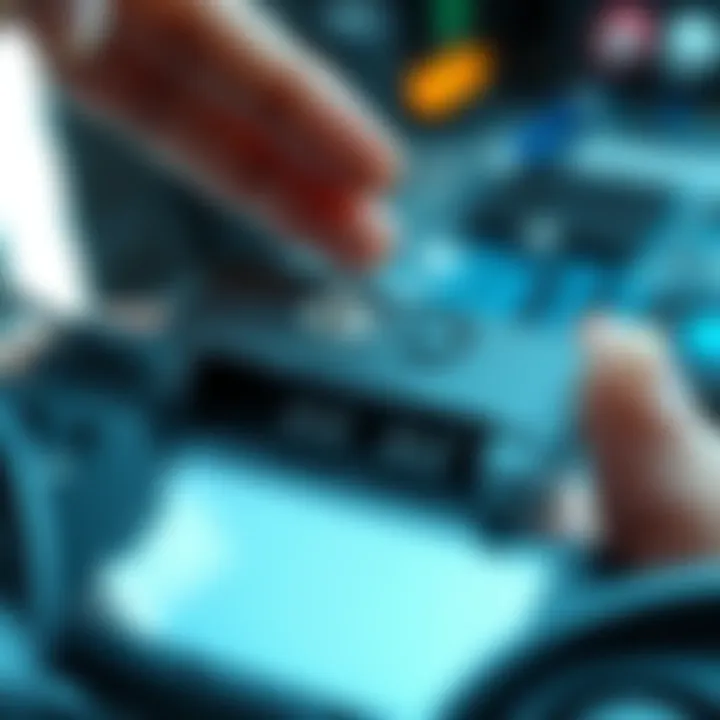 A person carefully unscrewing the backplate of a Steam Deck handheld gaming device with a screwdriver.
