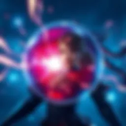 Rennala surrounded by a shimmering protective bubble while an energy spell strikes it