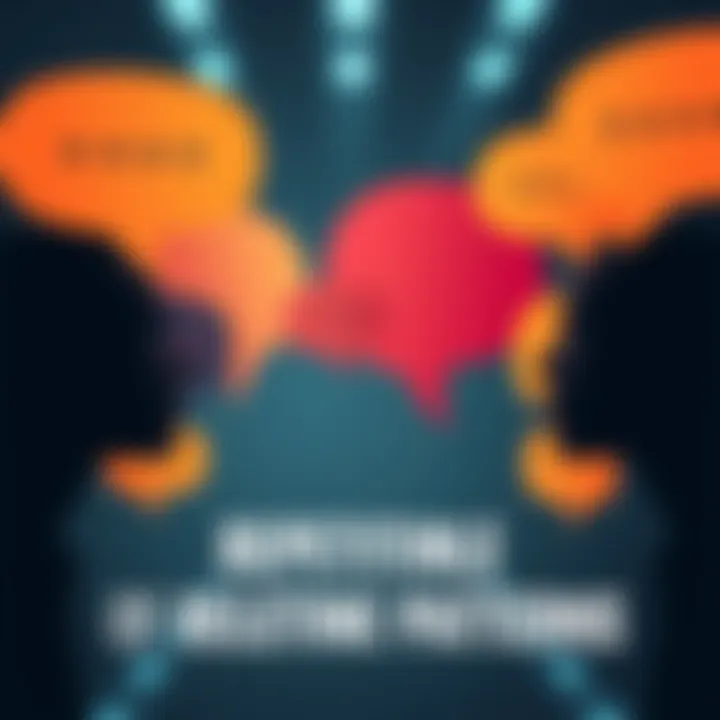 A visual representation of repetitive patterns used in conversation, showcasing dialogue bubbles with similar structures.