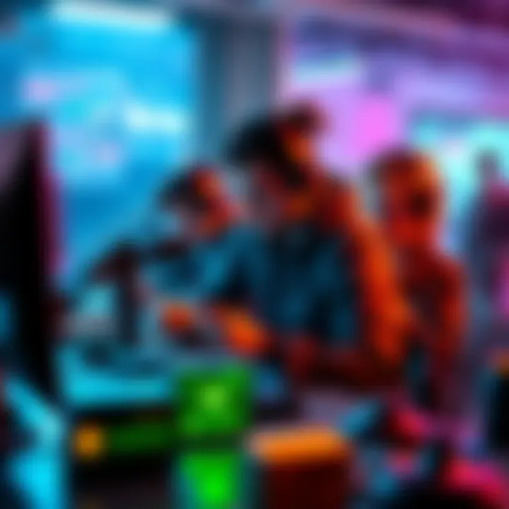 Group of developers collaborating on game designs, showcasing human creativity and teamwork