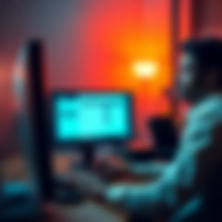 A person sitting at a computer, filling out an online report form to address an incident