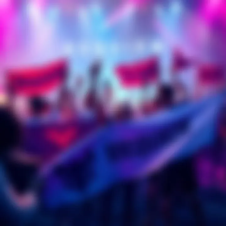 Fans celebrating the upcoming launch of Requiem with excitement, holding banners and gaming gear.