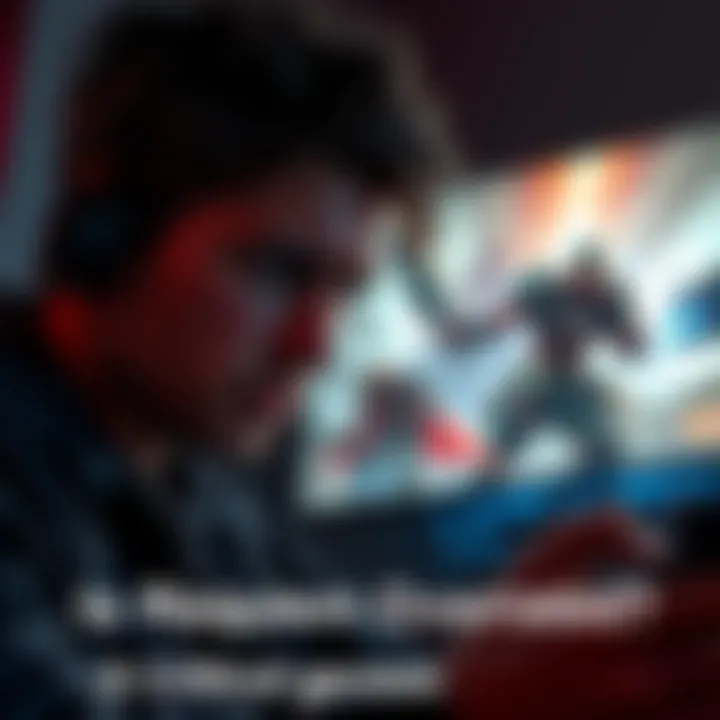 Requiem Game Review A gamer looking frustrated while playing the game Requiem on a console, with a screen showing game graphics in the background