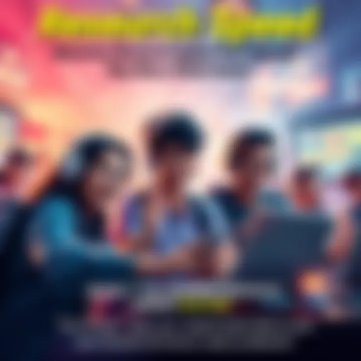 Players engaging in a game, showing excitement for the 15% research speed reduction event