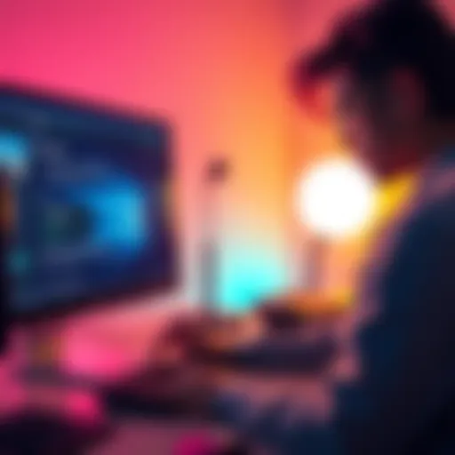 A person sitting at a computer looking frustrated while trying to reset a forum block, with visible text on the screen showing a block notification.