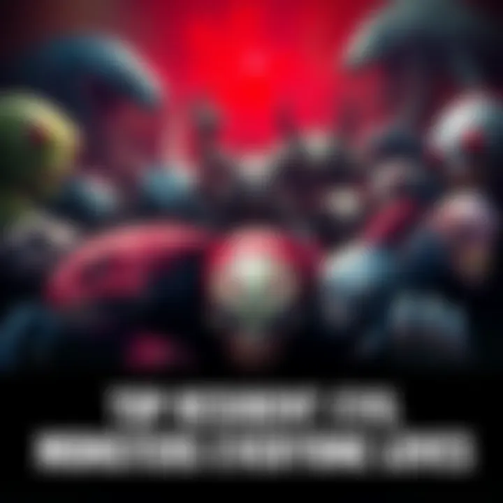 A collection of popular Resident Evil monsters, showcasing Lickers, Tyrants, and other fan favorites in a dark, eerie setting.