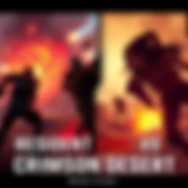 A side-by-side view of Resident Evil Requiem and Crimson Desert gameplay scenes, showing action and adventure elements from both games.