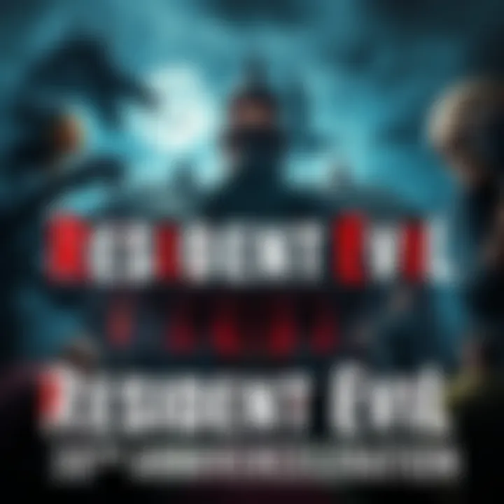 A collage featuring iconic scenes from Resident Evil games, including the Spencer Mansion and classic monsters, celebrating the series' legacy in horror gaming.