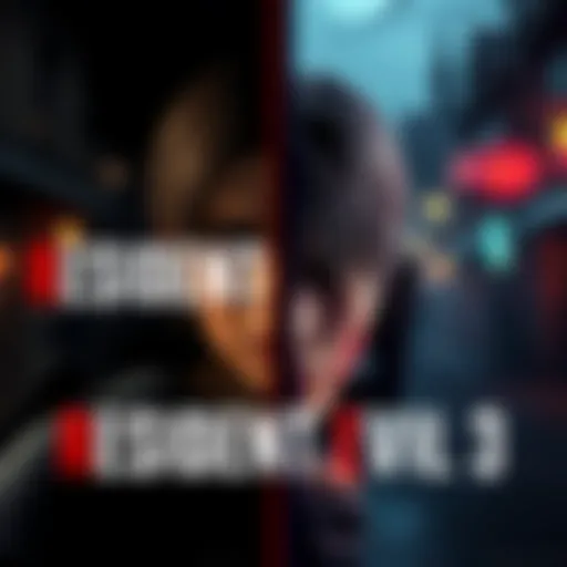A split image showing both the original and remake versions of Resident Evil 3, highlighting the differences in graphics and gameplay style.