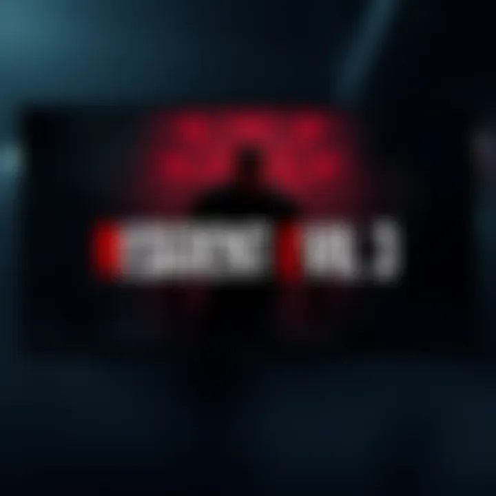 Dark and moody menu screen with Nemesis looming in the background and bass-heavy theme visuals