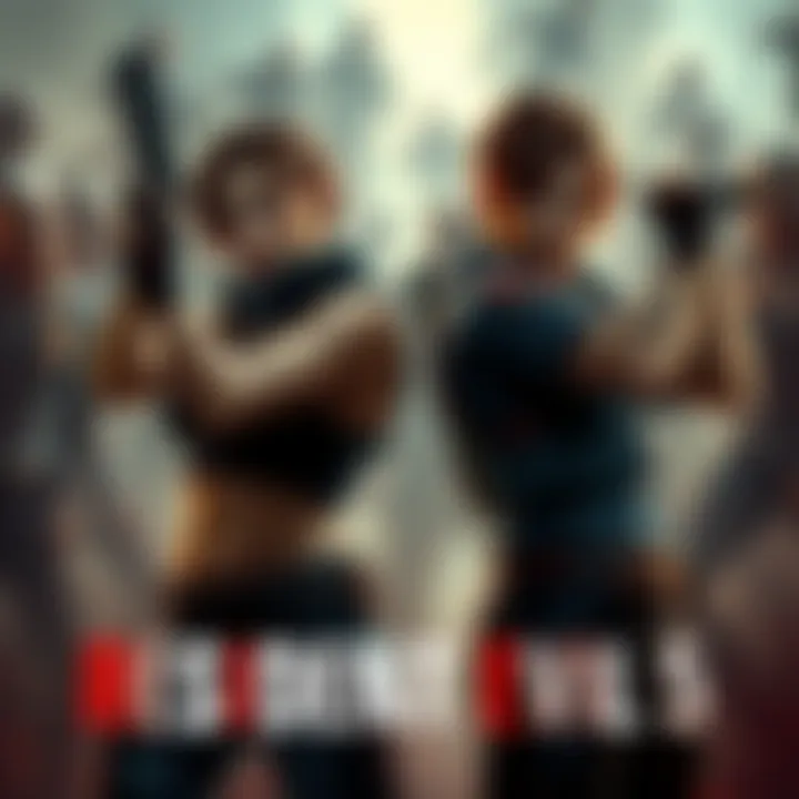 Two characters from Resident Evil 5 and 6 posed in an action scene with zombies in the background.