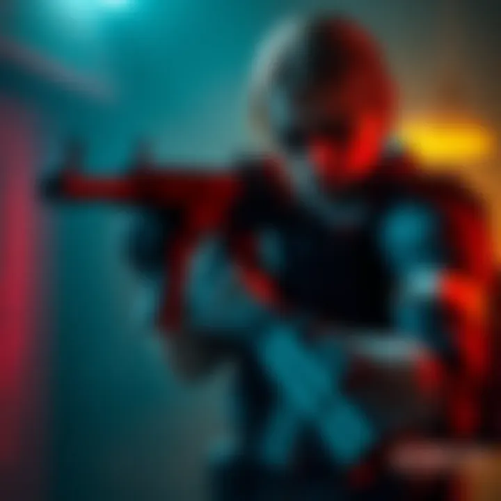 A character from Resident Evil 5 holding weapons in a tense moment during gameplay