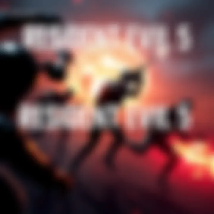 A scene from Resident Evil 5 showing intense action with zombies and characters engaged in battle.