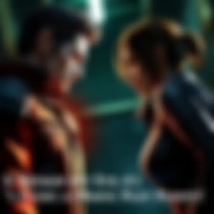 Wesker's son and Ada's clone facing off in a dramatic scene