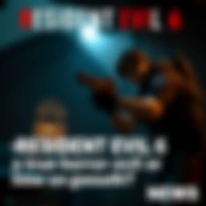 A player character in Resident Evil 6 aiming a weapon in a tense moment, surrounded by dark, ominous scenery.