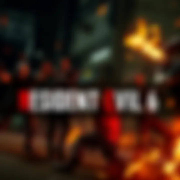 A chaotic scene from Resident Evil 6 showing characters engaged in combat with zombies in a dark environment.