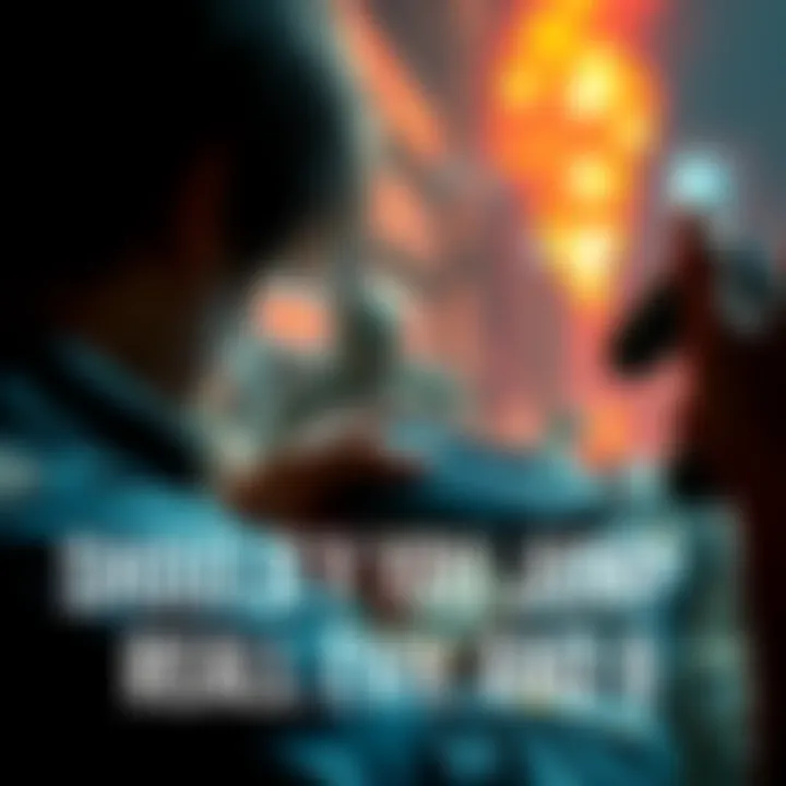 Resident Evil 7 and 8 Gameplay A gamer holding a controller, focused on an action-packed scene from Resident Evil 7 or 8 with suspenseful elements in the background.