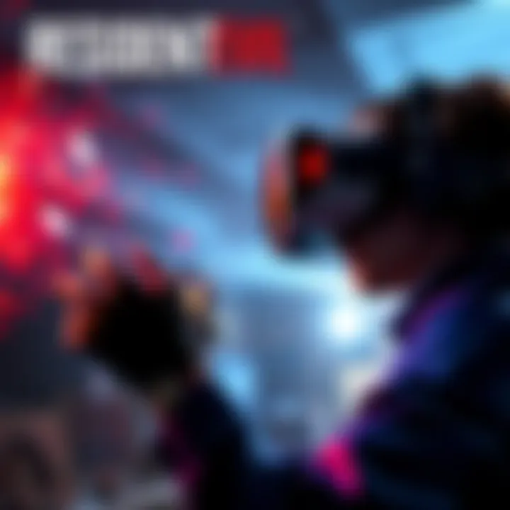 A player immersed in Resident Evil 7 VR, experiencing horror elements on screen with a headset on