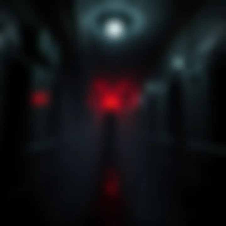 Dark basement with prison-like cells and ghostly figure, inspired by Silent Hill's Toluca Prison.