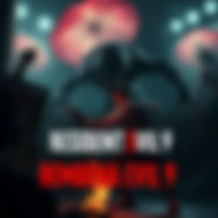 Concept art showing Leon fighting against a monstrous enemy in a dark, Umbrella-themed environment