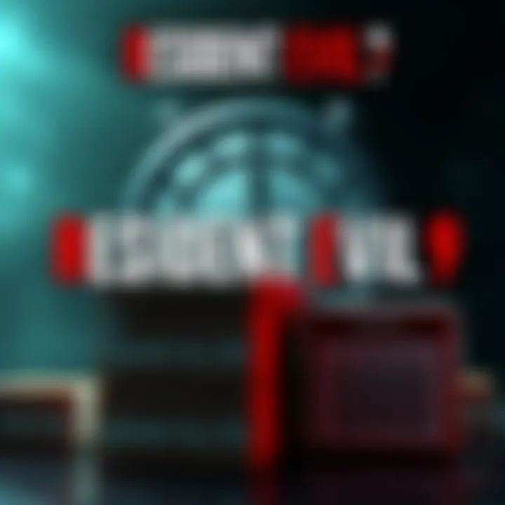 A graphic showing the Resident Evil 9 logo with a clock symbol indicating a delay. There are boxes representing physical game copies stacked and a calendar page showing March.