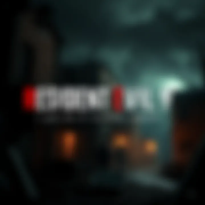 A dark, eerie scene featuring elements of survival horror like abandoned buildings and ominous lighting, hinting at the atmosphere of Resident Evil 9.