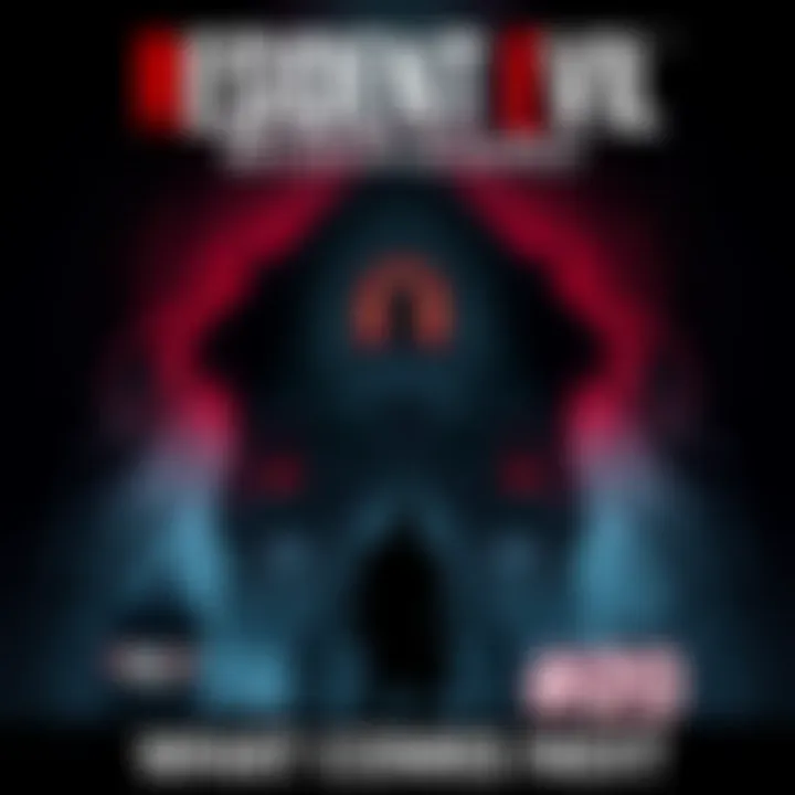 Resident Evil: Biohazard Game Cover Cover illustration showing a dark, eerie setting with a haunted house and a shadowy figure, representing the thrilling atmosphere of Resident Evil: Biohazard.