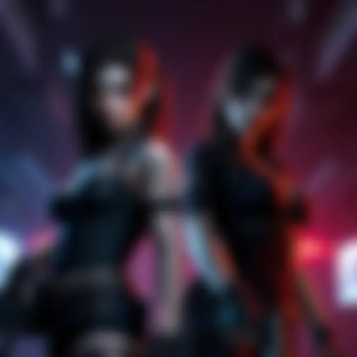 Character designs of Sheva and Helena from Resident Evil 5 and 6, set in a dark, action-packed environment