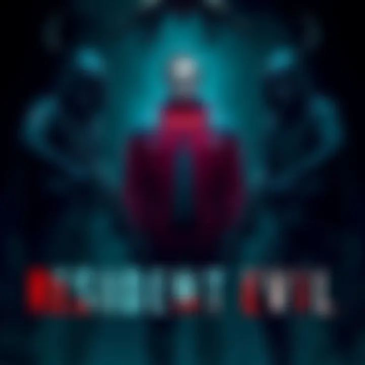 Three characters from the Resident Evil series in a dark, scary environment, hinting at the horror theme of the games.