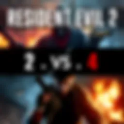 Resident Evil 2 and 4 Comparison A split image showcasing gameplay scenes from Resident Evil 2 Remake and Resident Evil 4 Remake, highlighting their unique styles and graphics.