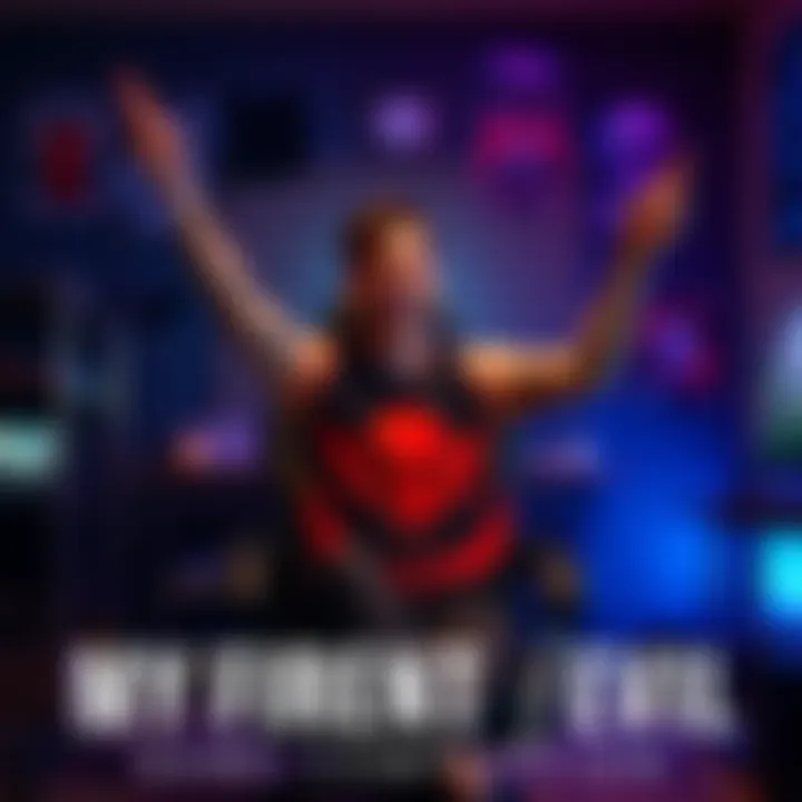 A gamer feeling accomplished after finishing Resident Evil 2 Remake, surrounded by game memorabilia and a gaming chair