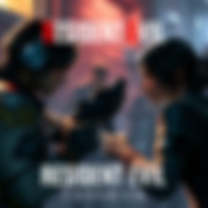 Two players team up in a Resident Evil game fighting zombies together.