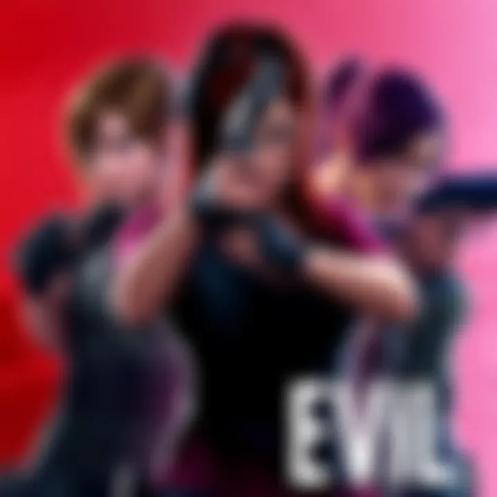Female Characters from Resident Evil Collage of iconic female characters from the Resident Evil series, featuring Ashley Graham, Claire Redfield, and Jill Valentine in action poses.