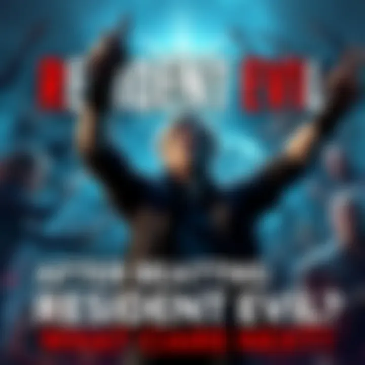 Resident Evil Game Completion A player celebrates finishing Resident Evil with Leon, showing excitement for moving on to Claire's campaign, surrounded by game-related imagery.