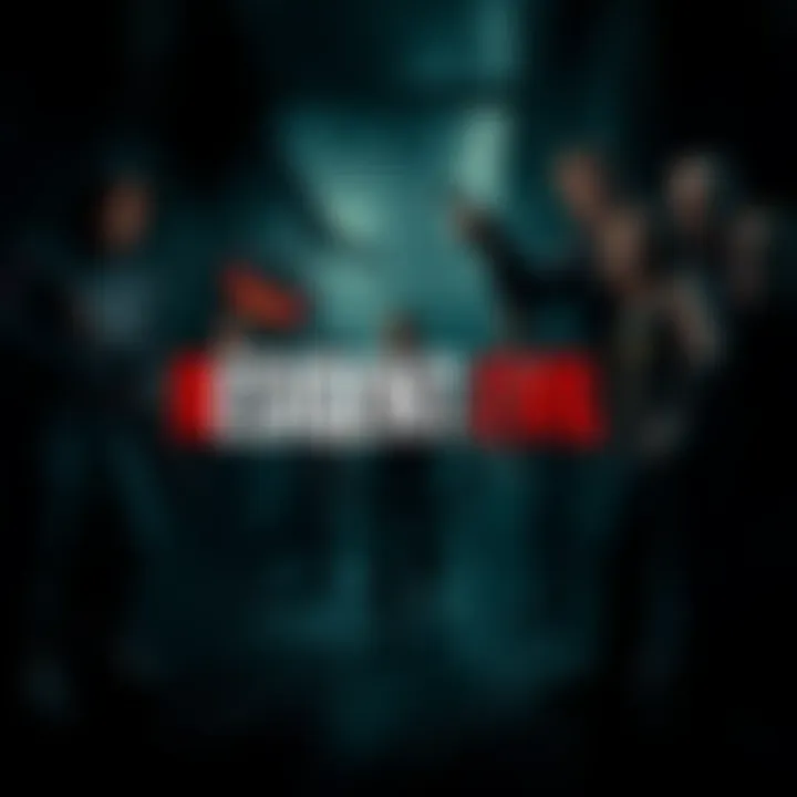 A collection of iconic Resident Evil characters in a dark, eerie setting, showcasing the horror theme of the series.