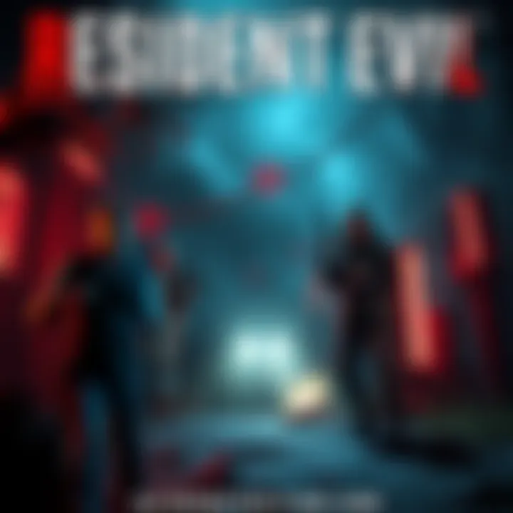 Resident Evil Game Cover Cover art featuring iconic characters and elements from the Resident Evil series in a spooky, dark setting